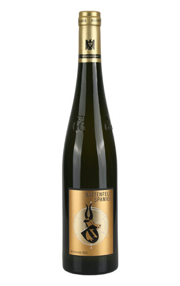 Botella del vino Battenfeld Spanier Riesling Kirchenstück GG 2021