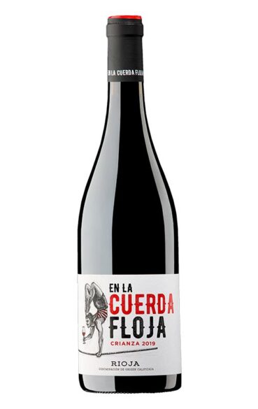 Botella del vino En la cuerda floja