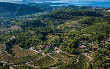 Vista aérea de toda la propiedad de Château de Pibarnon