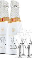 Pack Anna de Codorníu Blanc de Blancs Reserva (x6) con 6 Copas